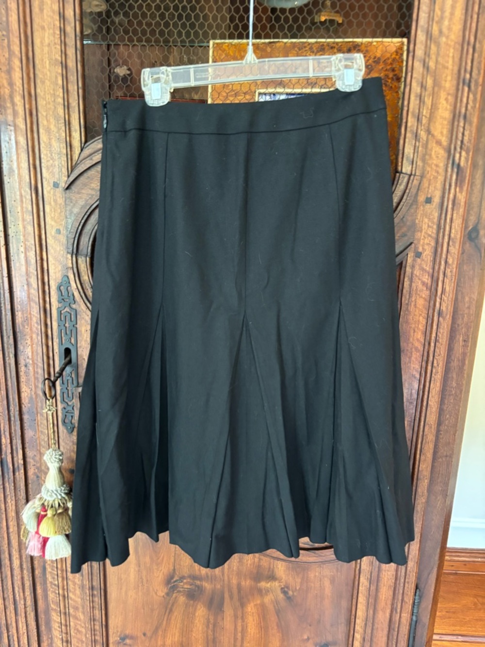 Kulson Italian Black A-Line Pleated Midi Skirt